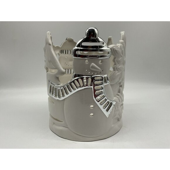 Harry Slatkin Snowman Luminary Candle Holder Retired Signed Home Decor Collectib - Picture 9 of 16